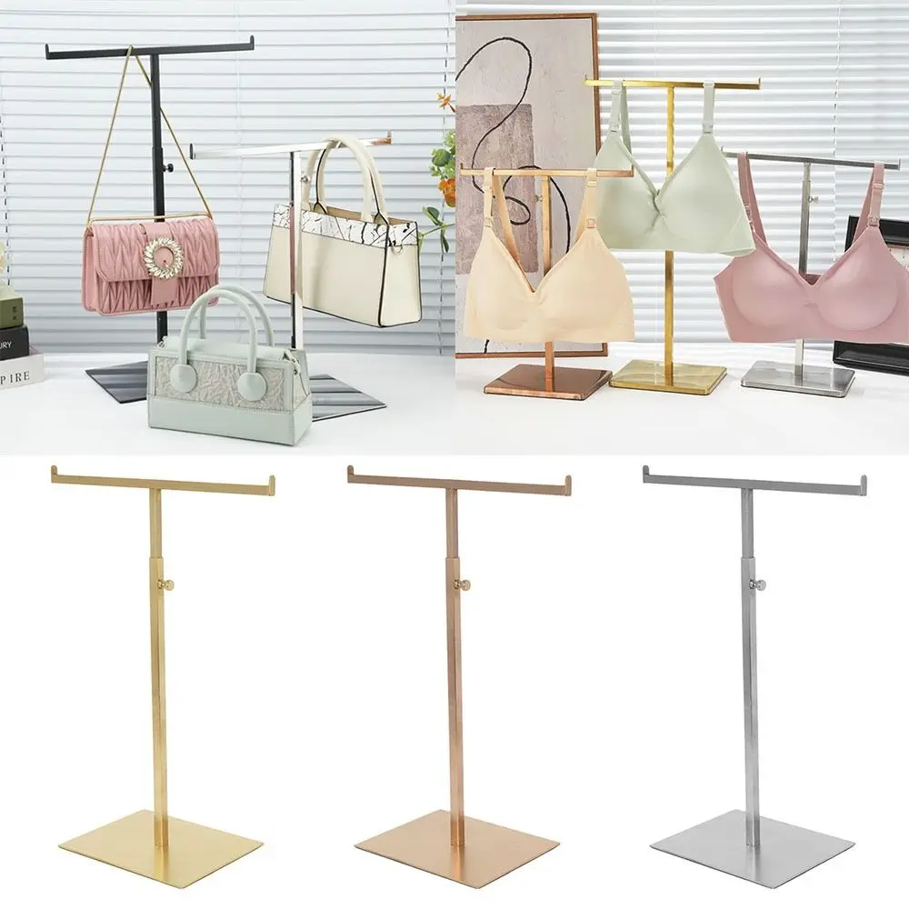 Stainless Steel Bag Show Shelf Gold Silver Height Adjustable Metal Display Risers Wallet Holder Stand Silk Scarf/Headband Hanger