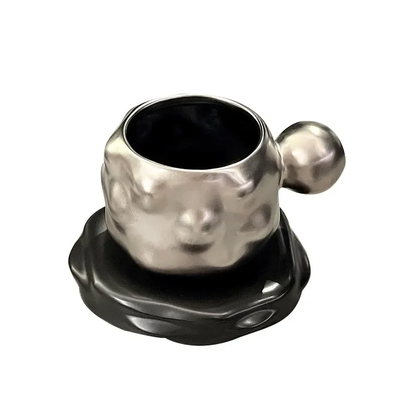 Light luxury high-end matte swimming particles coffee cup saucer ceramic hotel restaurant water cup household milk cup