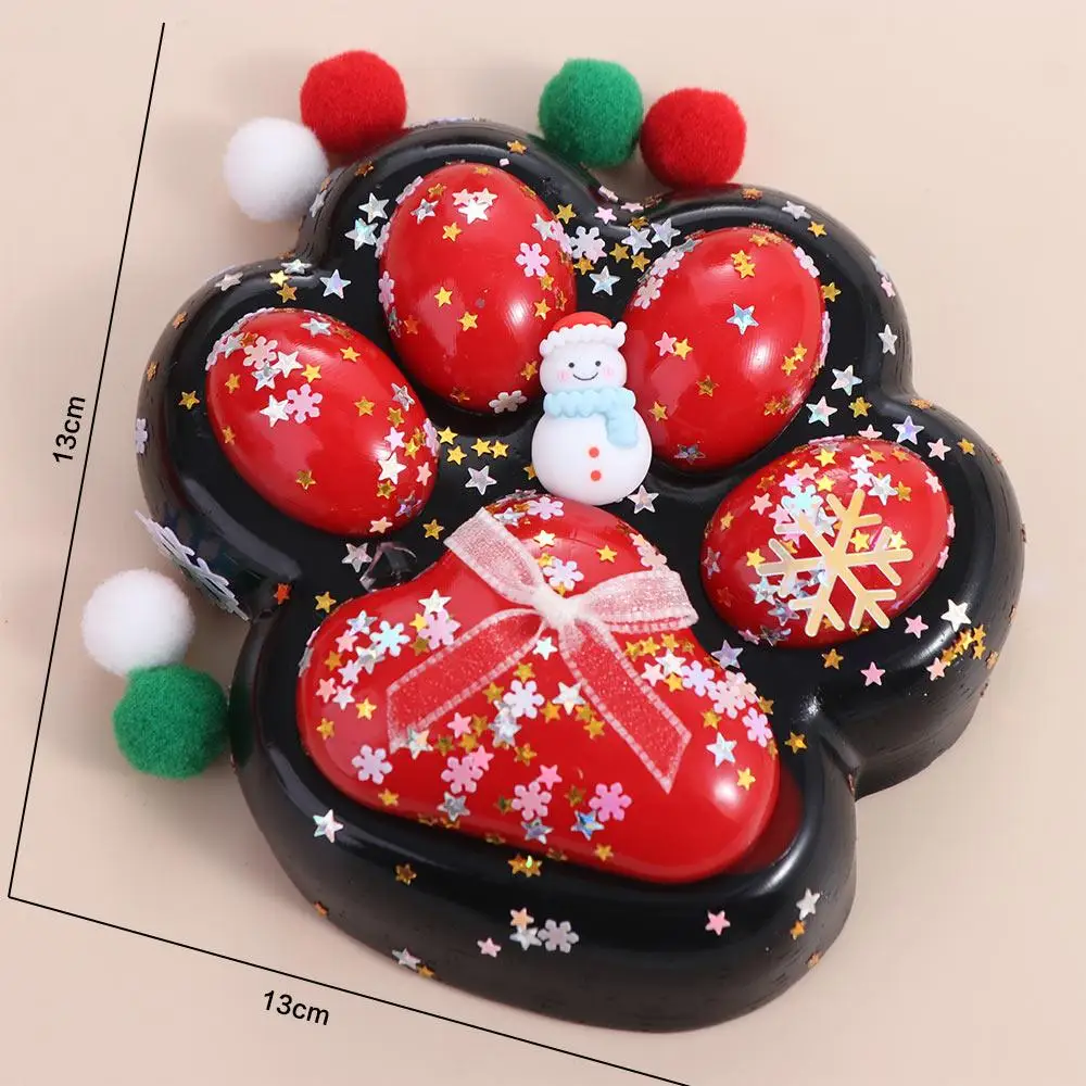 Super Large Christmas Cat Paw Squeeze Toys Slow Rebound Silicone Cartoon Fidget Toy Handmade Kneading Cat Paw Pinch Toy