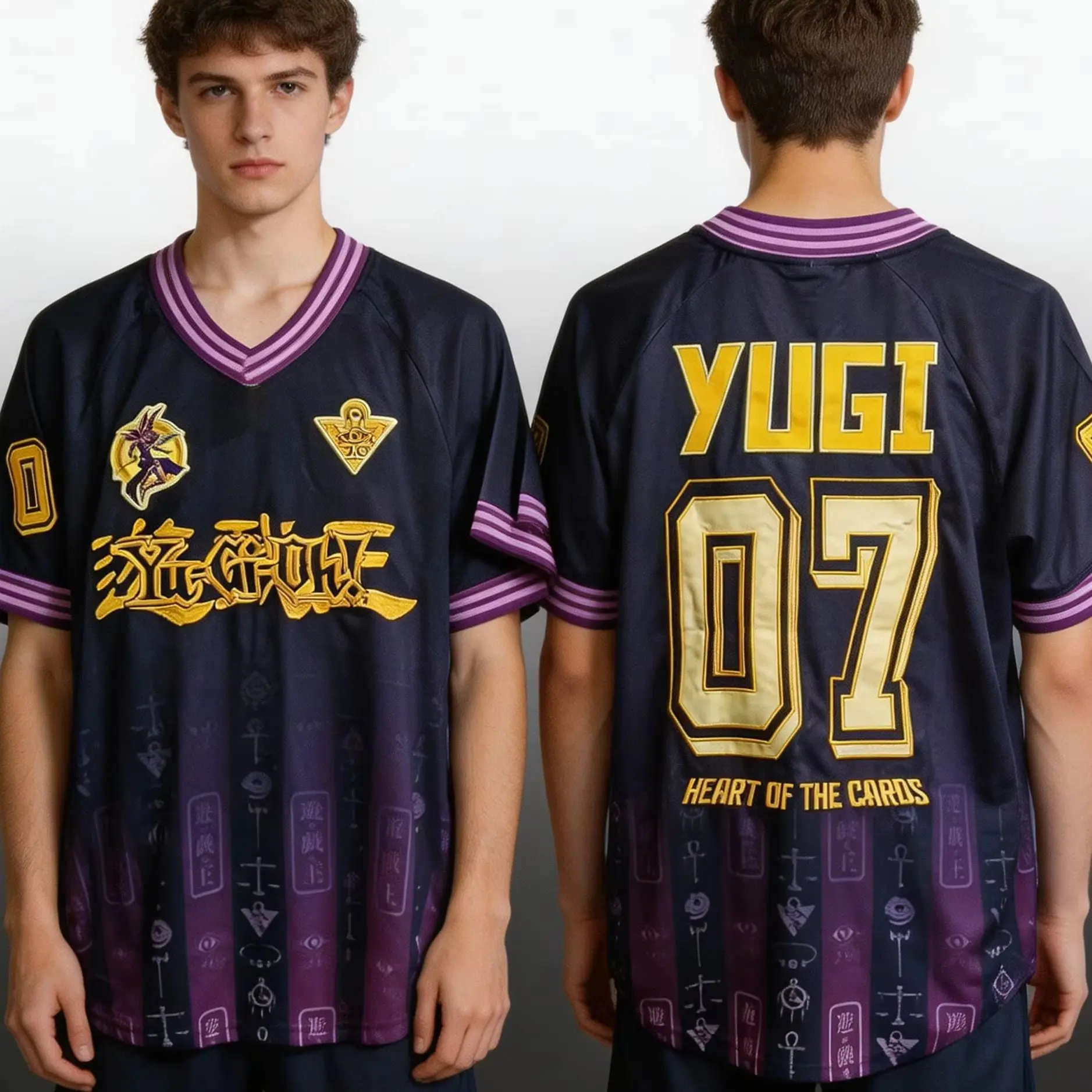 Yugioh Outdoor Harajuku Y2K Street Style Sommer Damen T-Shirt Unisex Tee Top V-Ausschnitt Kurzarm Schnelltrocknend Herren T-Shirt – Detail 3