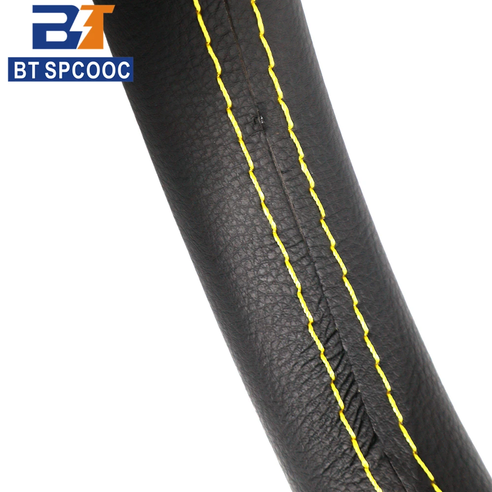 V2 13inch 320mm Real Leather Racing Steering Wheel JDM Car Sport Drift Steering Wheel Modified  Yellow view 6