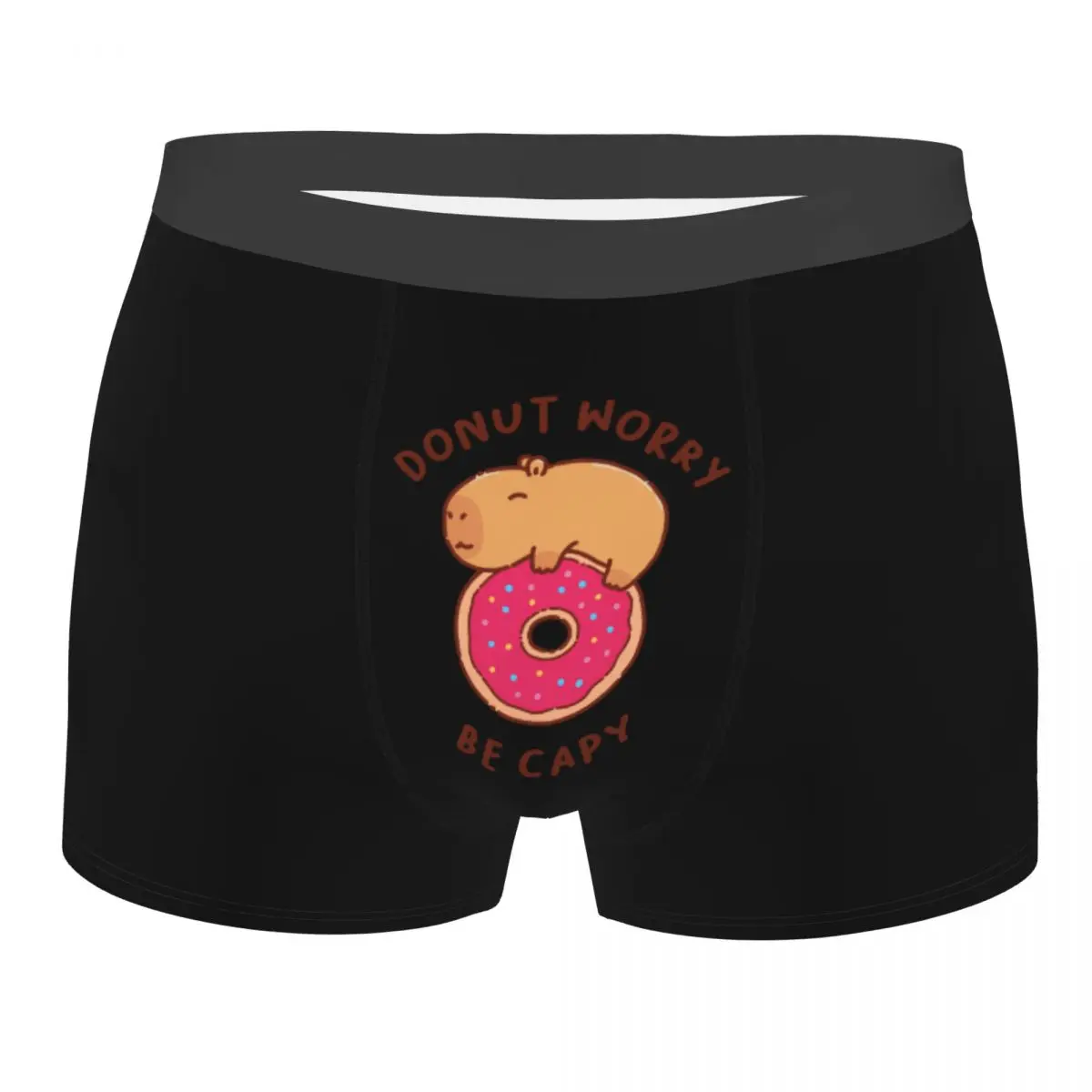 

Custom Capybara On A Donut Underwear Men Stretch Don't Worry Be Capy Boxer Briefs Shorts Panties Soft Sexy Underpants For Homme