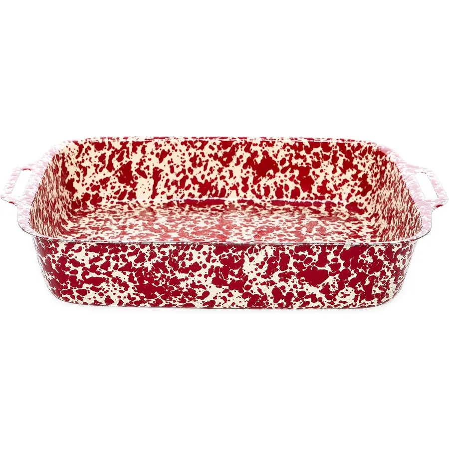 

Эмалированная посуда Lasagna Pan, 15 x 9,5 дюймов, бордовый/кремовый бризок