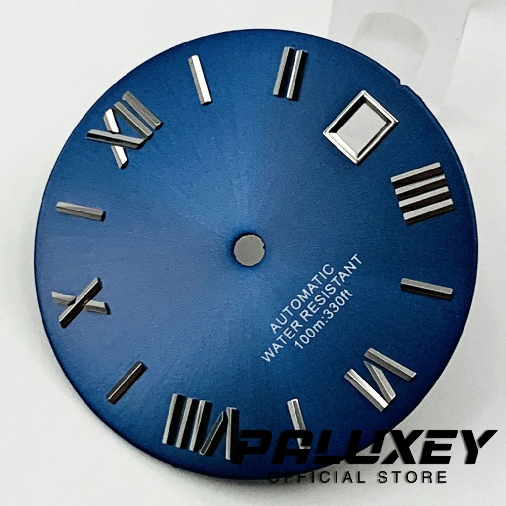 Nh35 28,5mm negro blanco gris azul verde esfera de reloj números romanos esferas de reloj para piezas de repuesto de movimiento NH35/NH35A/4R/7S