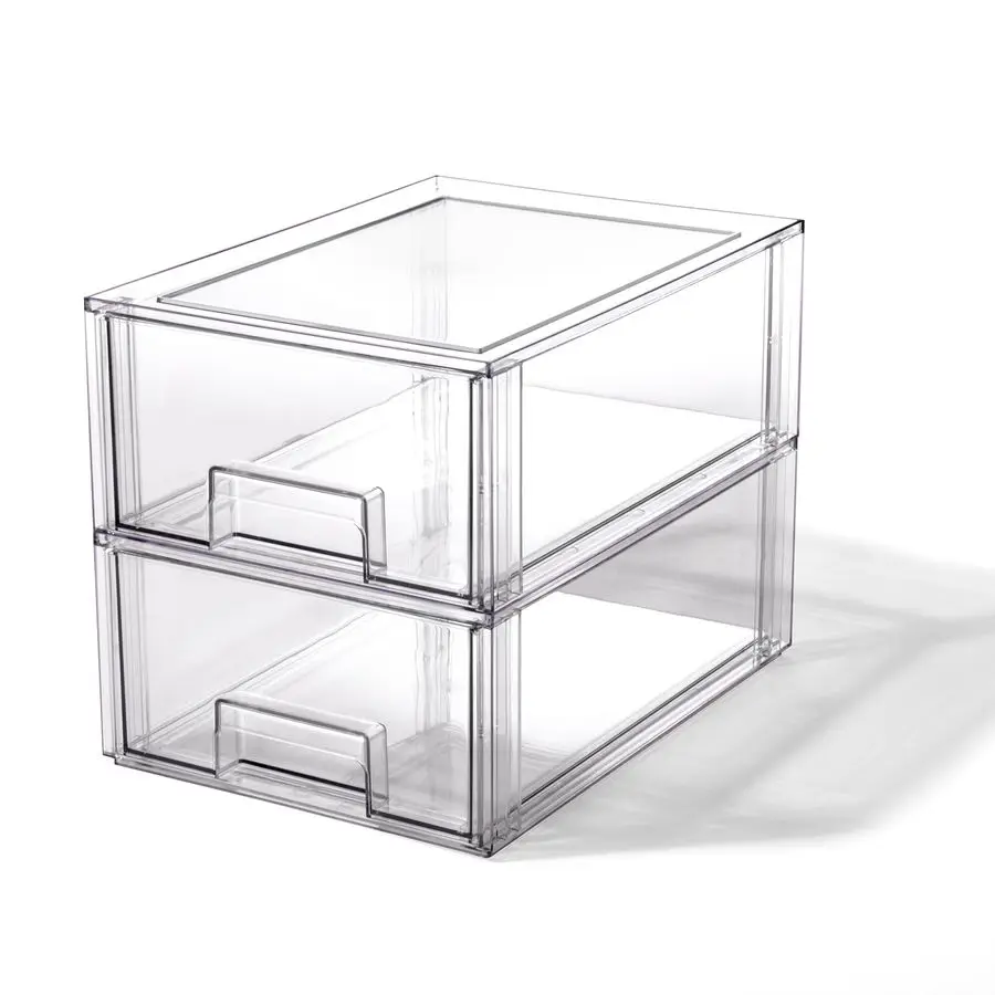 

Набор из 2 больших прозрачных штабелируемых ящиков для хранения THE CRATE COLLECTION, органайзеры для ванной комнаты под раковину