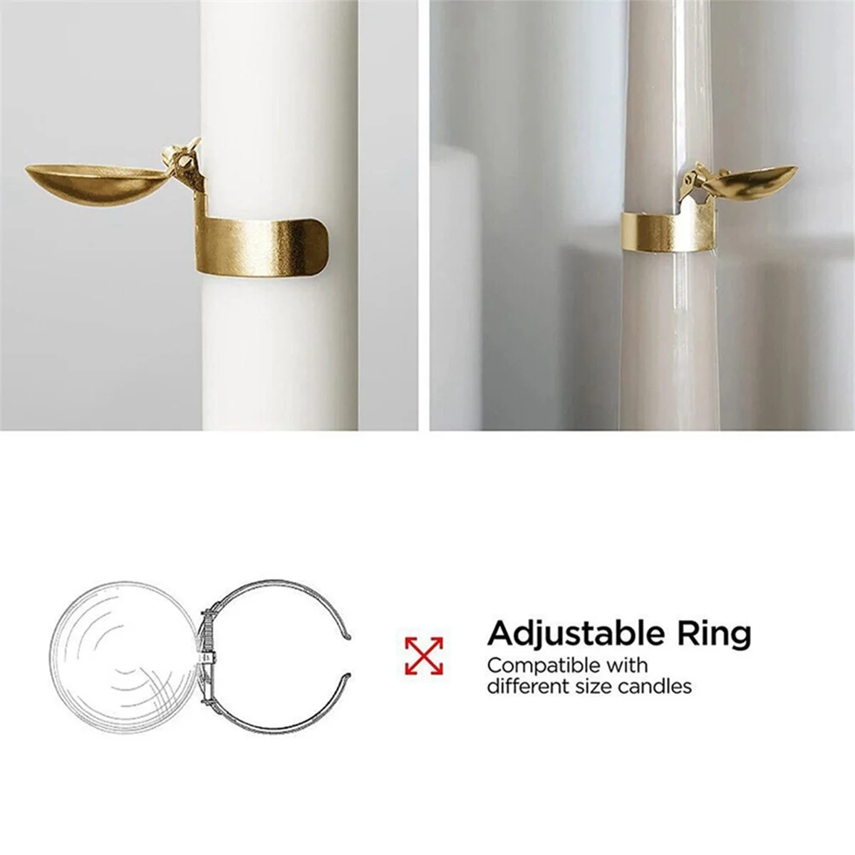 Candle Extinguisher,Automatic Candle Fire Extinguishing Clip On,Automatic Candle Snuffer Ring for Taper Candles Gold B