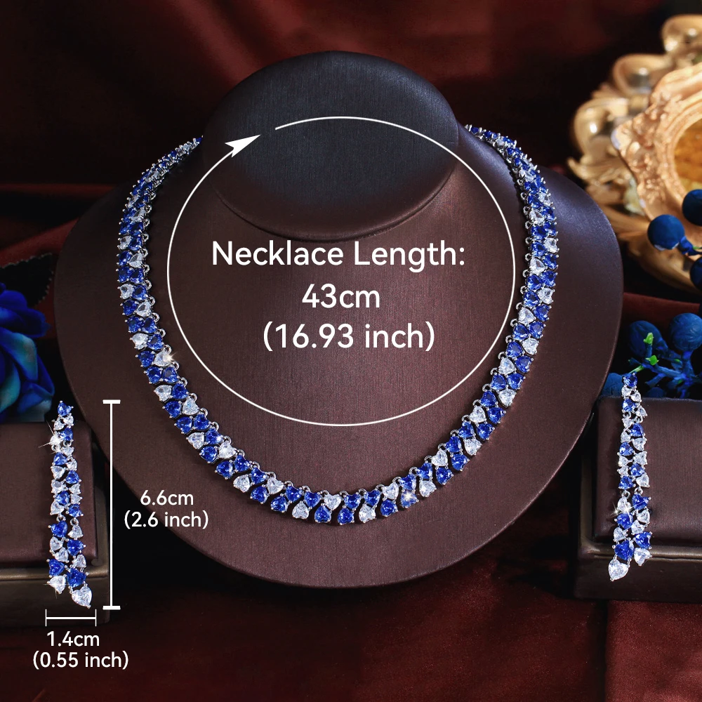 ThreeGraces Creative Shiny Heart Zirconia and Synthetic Tanzanite Elegant Bridal Wedding Party Jewelry Set for Women T1057 view 5
