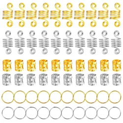 50-200Pcs Hair Dread Braids Tube Dreadlocks Beads Adjustable Cuffs Rings Clips African Braids Golden Micro Lock Hair Accessories