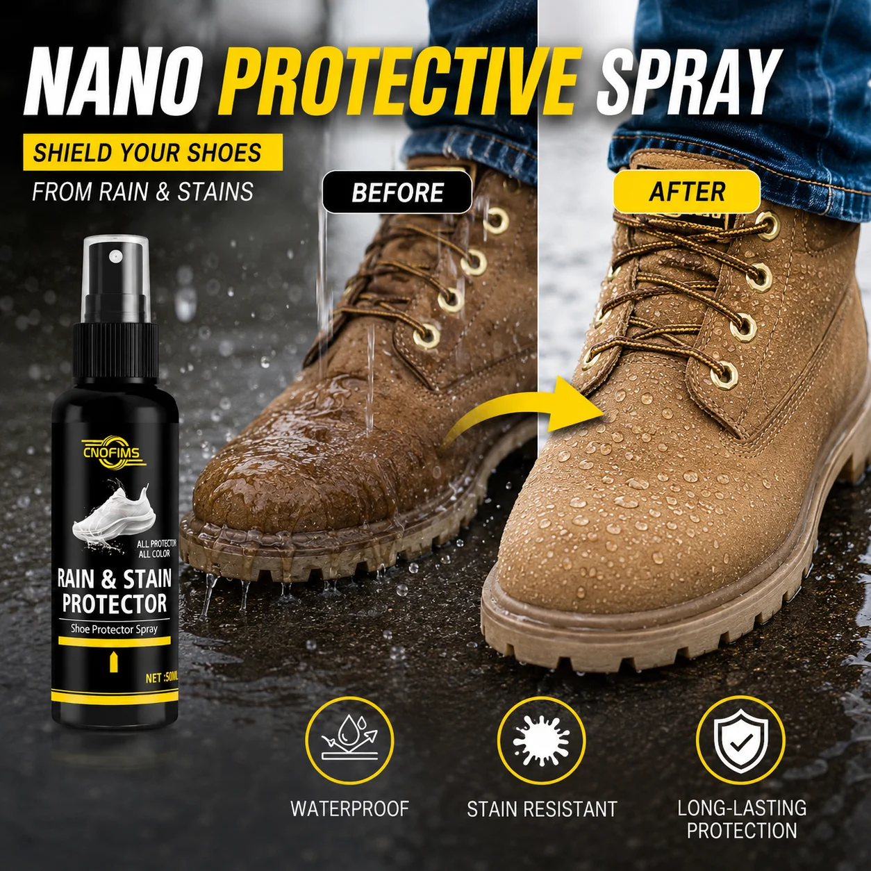 Spray imperméabilisant pour vestes et chaussures, protecteur hydrofuge pour tissus, équipements de plein air, sacs et textiles de maison