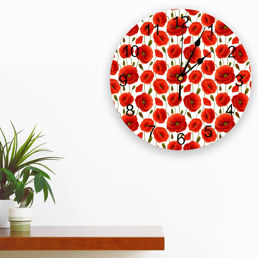 Red Flower Animal Seven-Star Ladybug Wall Clock Modern Design Living Room Decoration Clock Mute Wall Watch Home Interior Decor