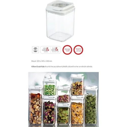 Supplies Jar Ziplock Storage Container with Silicone Sealed Square Supplies Container Vacuum 0.90 Lt