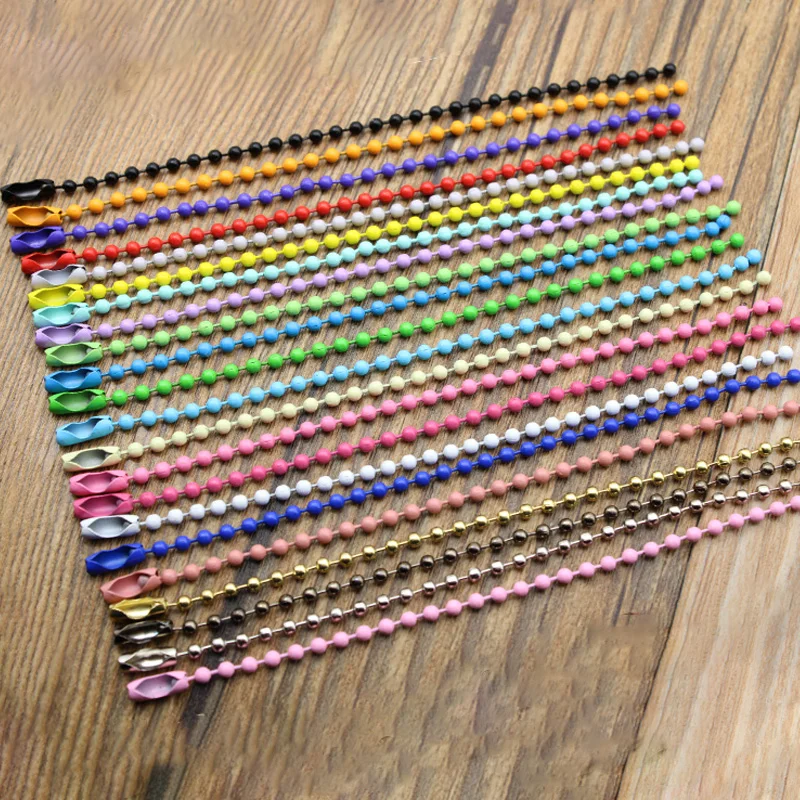 10-50pcs Colorful Ball Bead Chains Fits Key Chain Dolls Label Hand Tag Connector For DIY Gift Pandent Jewelry Making Accessories