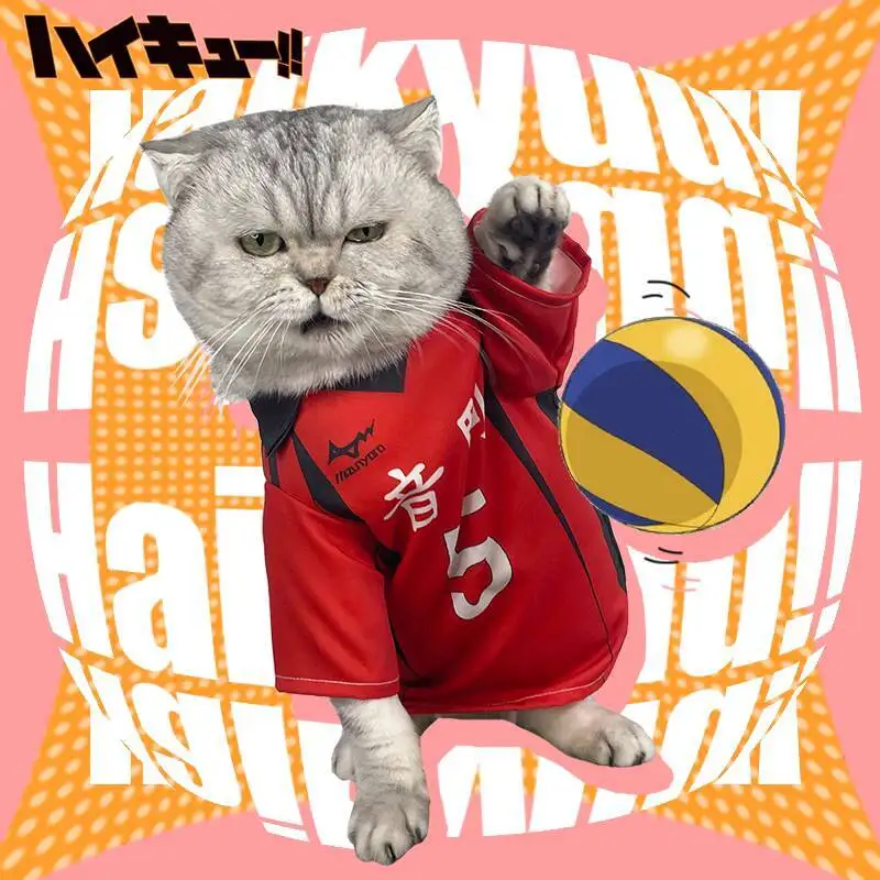 

Halloween Cosplay Pet T-Shirt Volleyball Junior Cat Cosplay Clothes Bouncing King Puppy Oinomachi High School Photo Costume