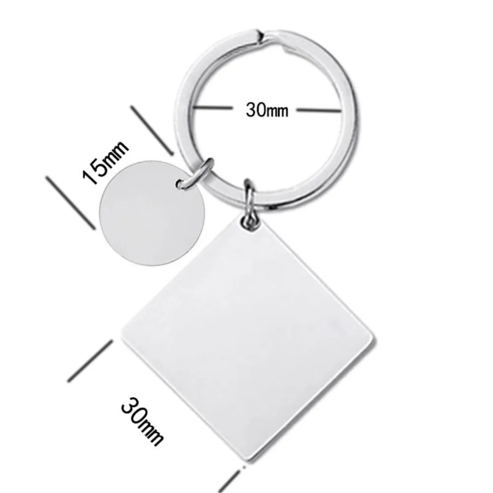 Afbeelding 7: 1Pc roestvrijstalen hart vierkante sleutelhanger blanco graveren sleutelhanger spiegel gepolijst mode-accessoires DIY sieraden maken sleutelhanger