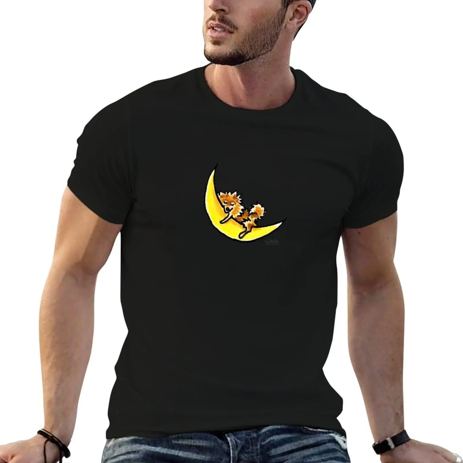 Pomeranian Moon T-Shirt boys animal print shirts graphic tee plain t shirts men