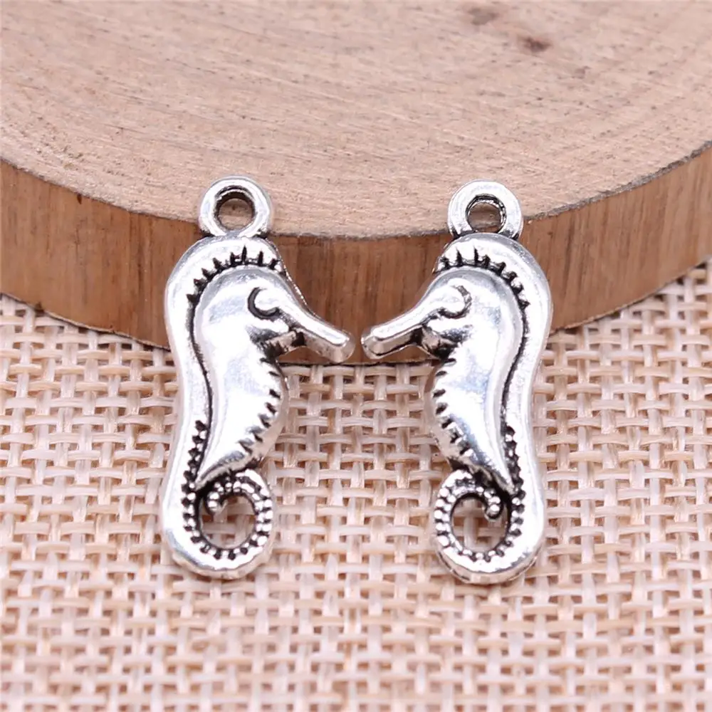 20pcs 23x10mm Hippocampus Charms Pendants For Jewelry Making Antique Silver Plated Antique Bronze Plated