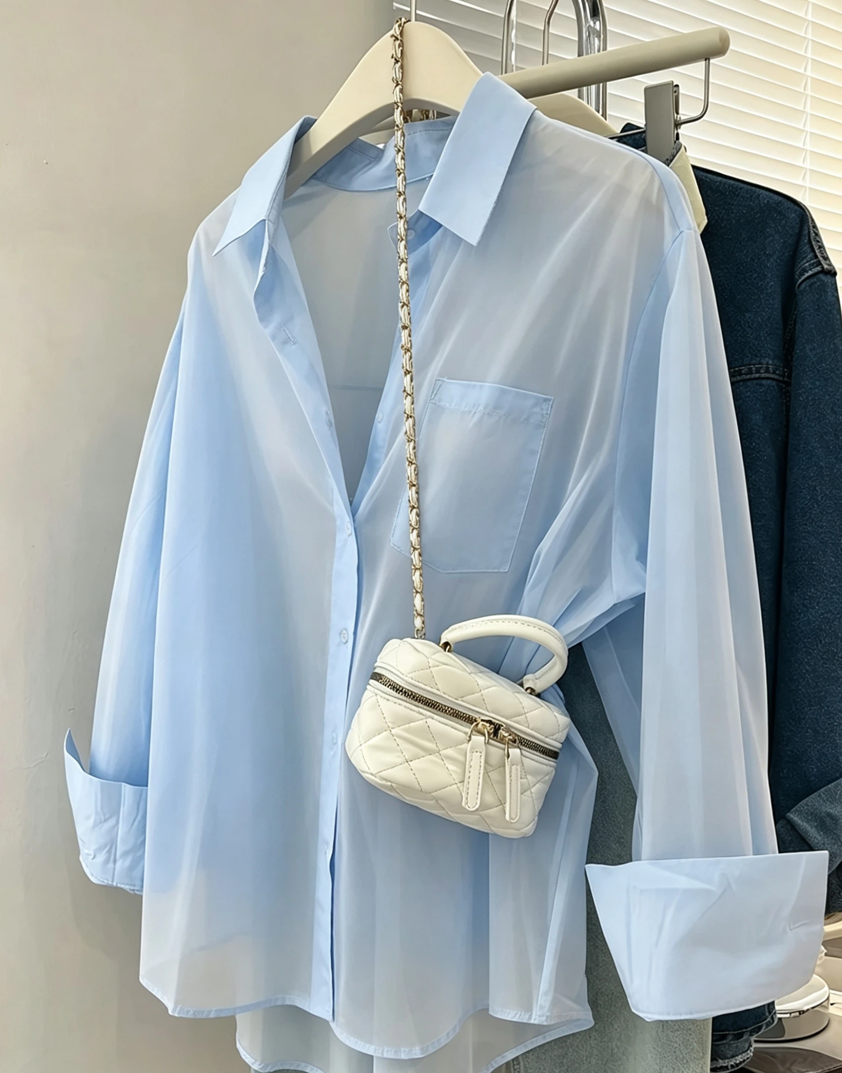 Camisa Holgada de Manga Larga para Mujer, Estilo Casual, Color Sólido, Hombros Caídos