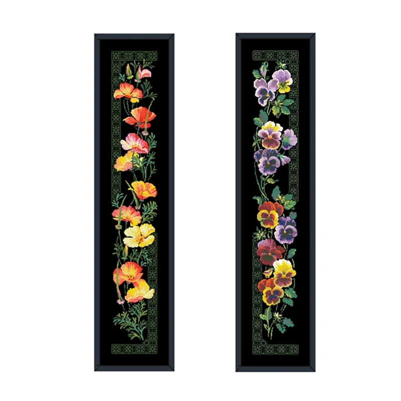 Poppy Pansy  cross stitch package flower aida 18ct 14ct 11ct black cloth people kit embroidery DIY handmade needlework