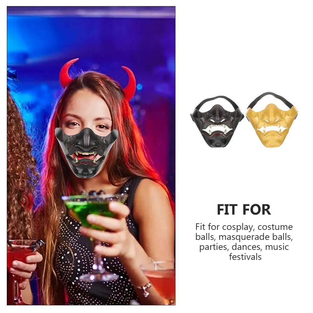 

2pcs Half Face Demon Design Halloween Cosplay Mask Scary Facial Mask For Adults Party Horror Festival Decor Props