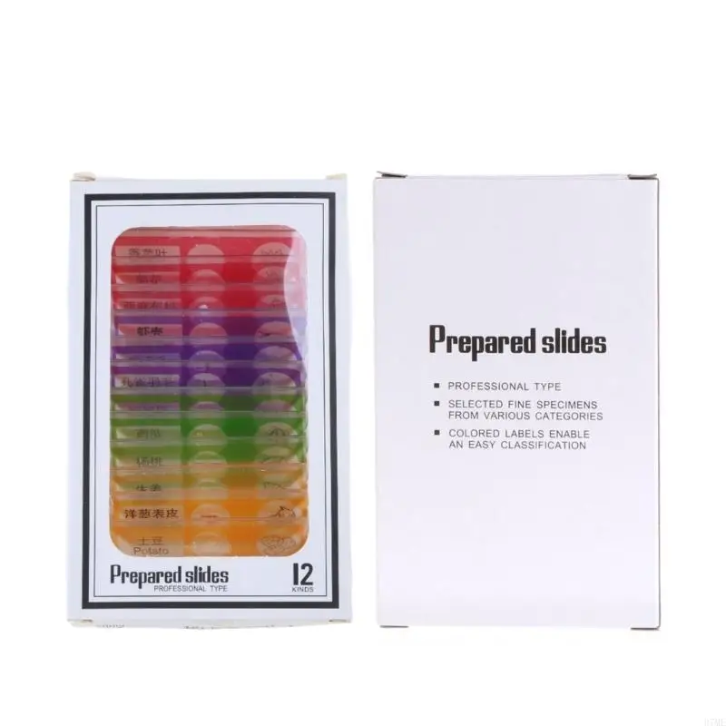 스테레오 현미경 용 37ME 12pcs 어린이 플라스틱 준비 현미경 동물의 슬라이드 곤충 식물 꽃 샘플 표본