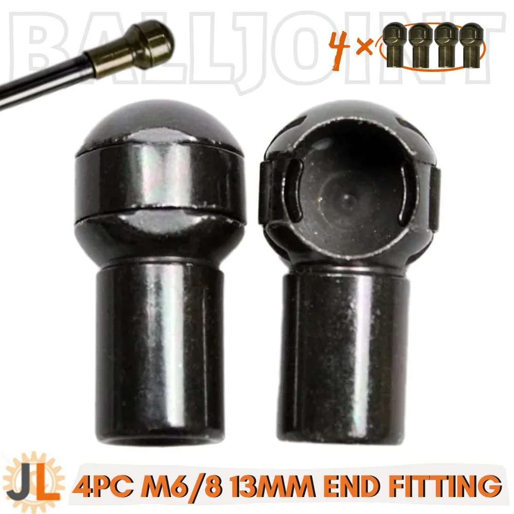 13mm M8 Female Thread Gas Spring Strut Lift Support Ball Stud Socket Joint Bearing End Fitting Connectors Replacement Qty(4)