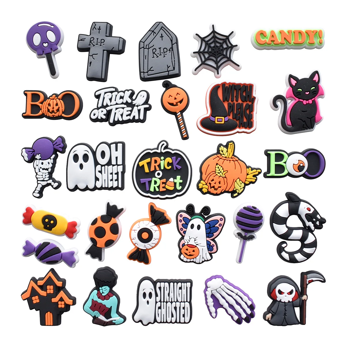 All Saints\' Day Halloween ghost strange Charms for Shoe Decorations Pins for Woman Men Gifts Clog Buckle Blessed