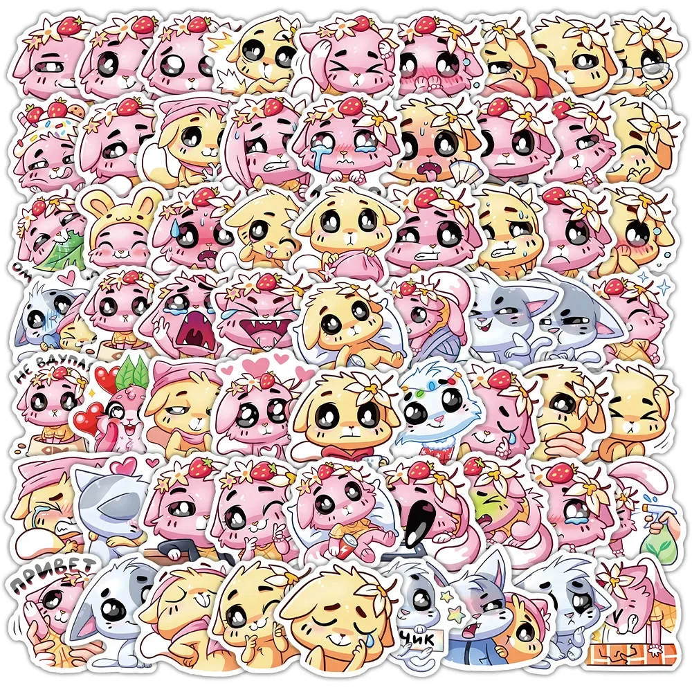 70 pièces Kawaii chat autocollants mignon dessin animé animaux décalcomanies bricolage ordinateur portable téléphone guitare voiture vélo Skateboard bagages Graffiti enfants jouets cadeau