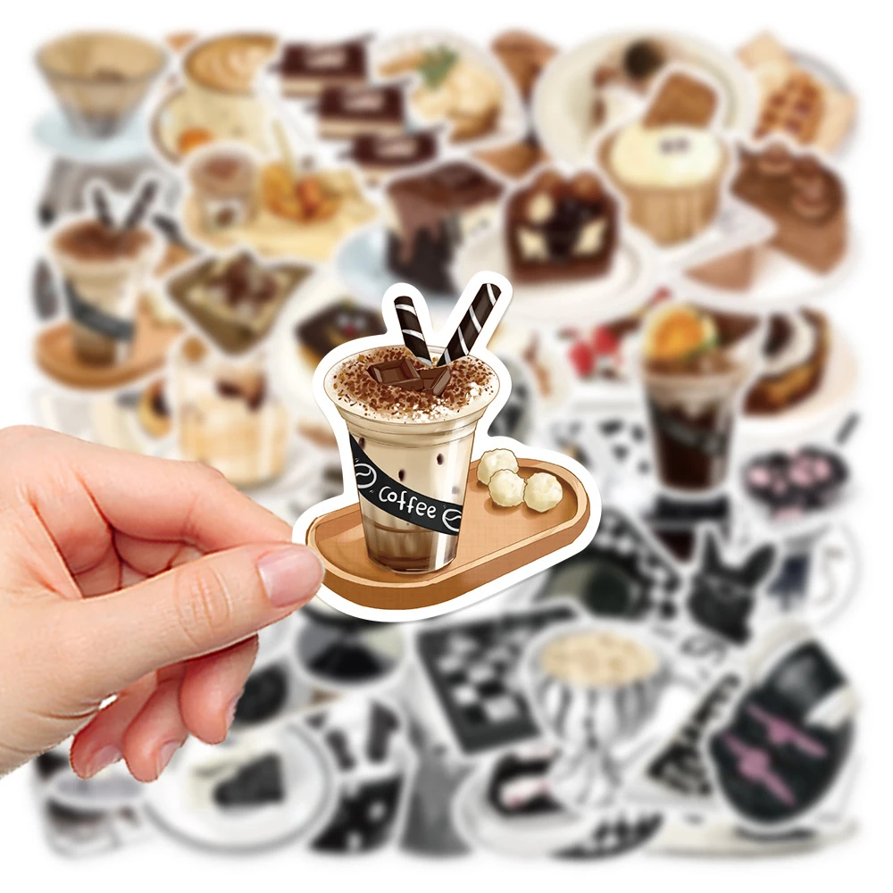 10/30/50PCS Kawaii Food Dessert Coffee Stickers Aesthetic Ins Style Cartoon Decals DIY Skateboard Laptop Decoration Sticker Pack