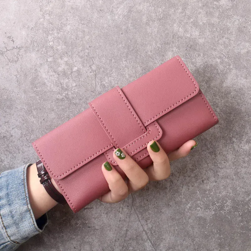 Fashion Korean version women's long wallet with wristband, large capacity multifunctional wallet, female RFID protection