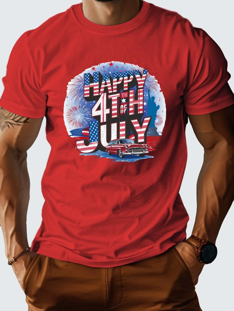 

Новая мужская футболка из чистого хлопка с 4 июля, подходит для мужчин, высококачественная роскошь для мужчин и женщин, топ 2025 года, летняя горячая распродажа Y2k