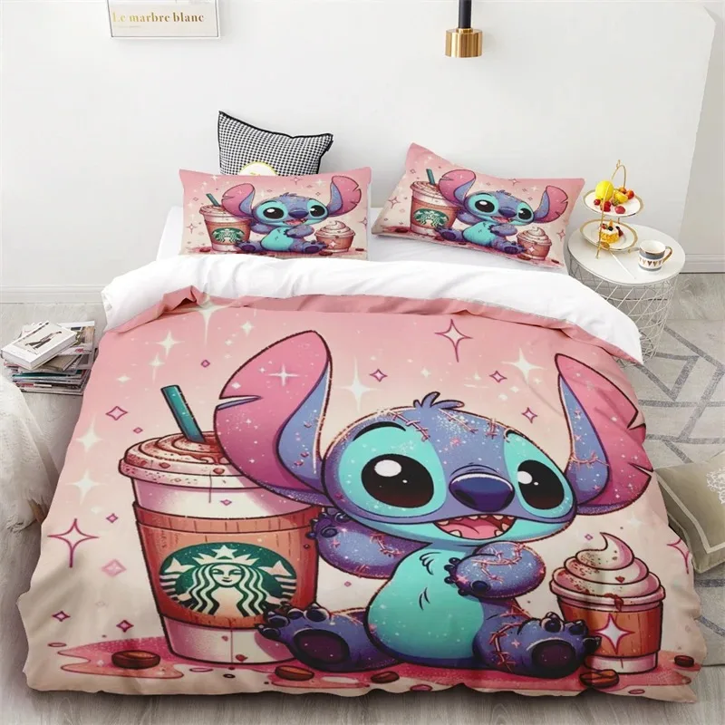 Stitch Anime Beddengoedset Dekbedovertrek Kussensloop voor kinderen en volwassenen 2/3-delige set met Disney cartoonprint