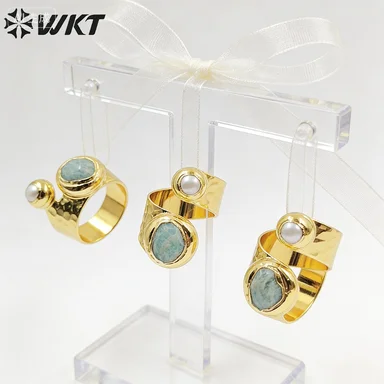 WT-R438  WKT 2025 New Style Amazonist&Pearl Women Gift Gold-Plate Women Adjustable Ring Fashion Attractive Accessory