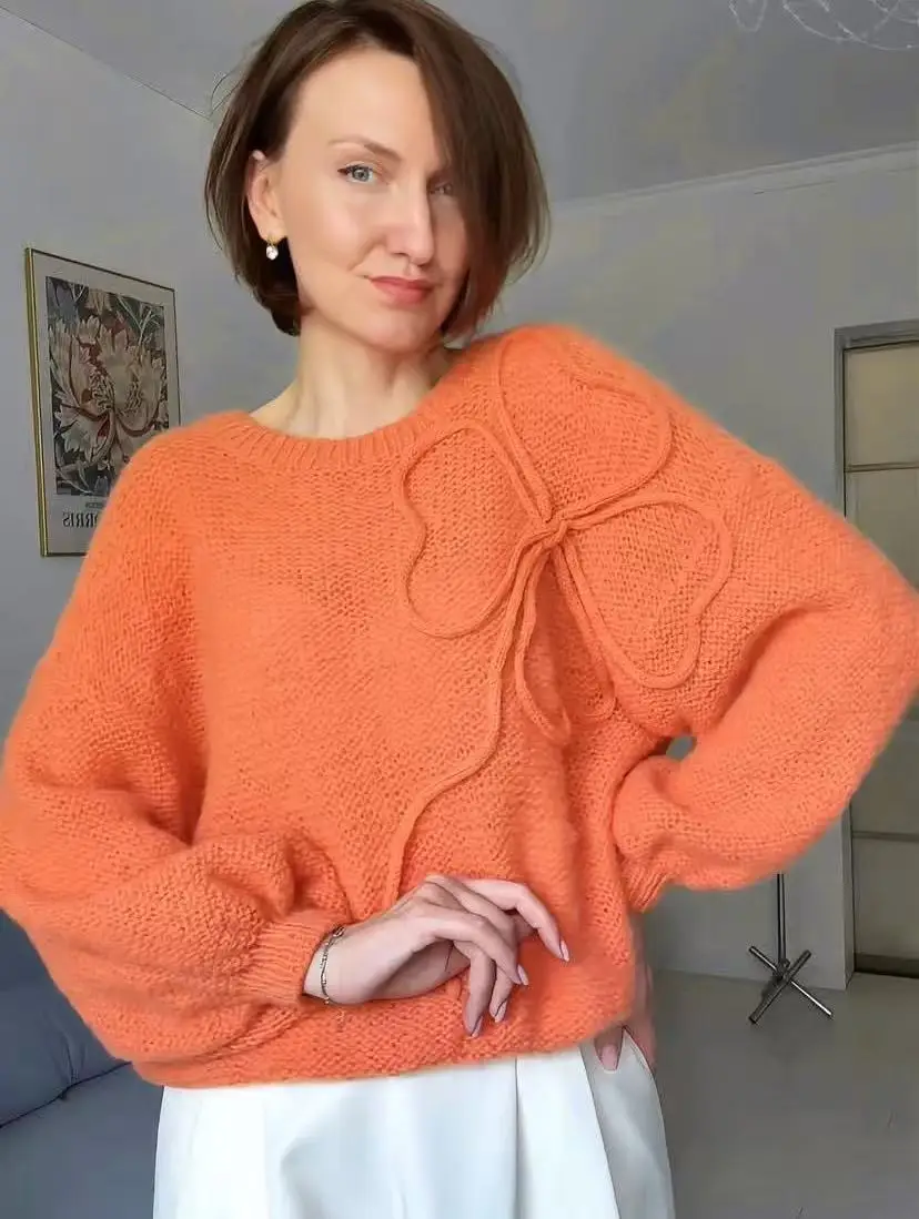 Hohles Design, gestricktes Hemd für Damen, Sommer, neuer Stil, locker sitzender, hautbedeckender Sonnenschutz-Hoodie mit Rundhalsausschnitt – Detail 2