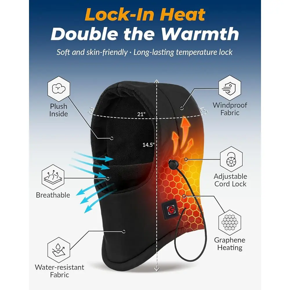 그래핀 발열 방한모자 어린이용 6000mAh 배터리 지능형 충전식 겨울 추위 대비 야외 선물