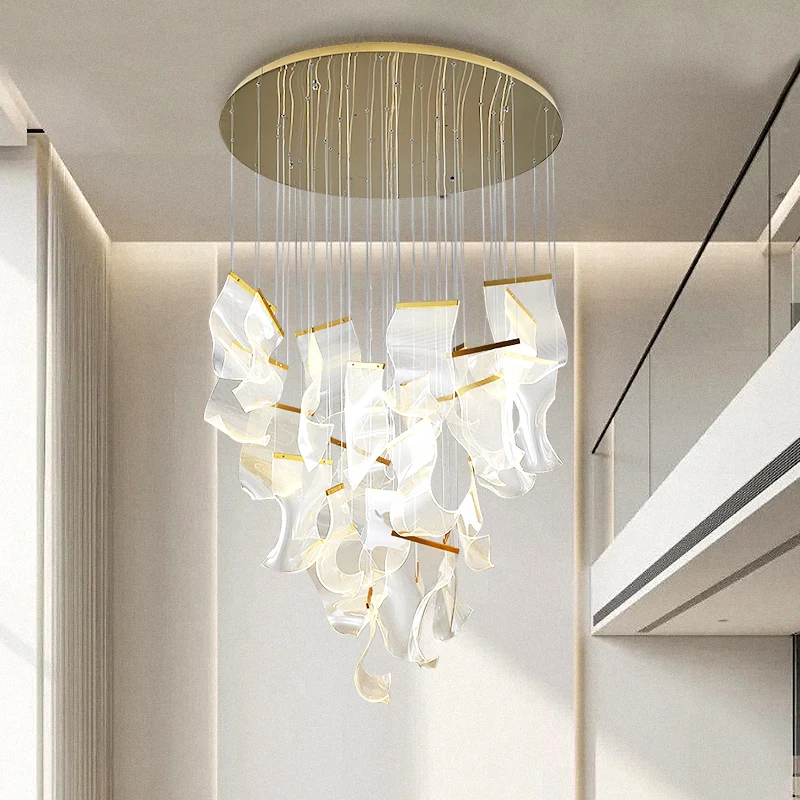 

Pendant Lights Modern Led Luminaire Profiled Acrylic Lighting Suspension Design Living Room Chandelier Stairs Lighting