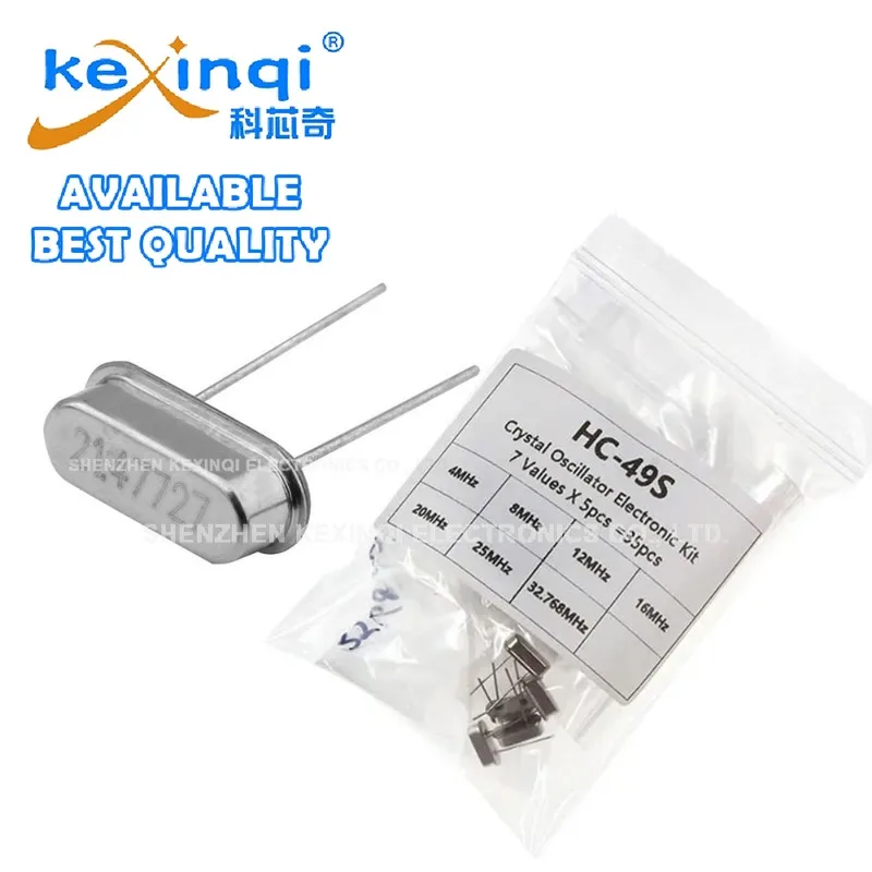 (35pcs/kit)HC-49S Quartz Crystal Passive Crystal Oscillator 4MHz 8MHz 12MHz 16MHz 20MHz 25MHz 32.768MHz