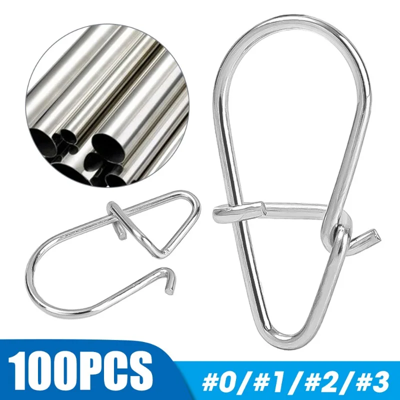 100/200PCS Stainless Steel Fishing Snap Hooked Snap Pin Fastlock Clip Accessorie Tackle for Barrel Swivel Lure Hook Fishing Tool
