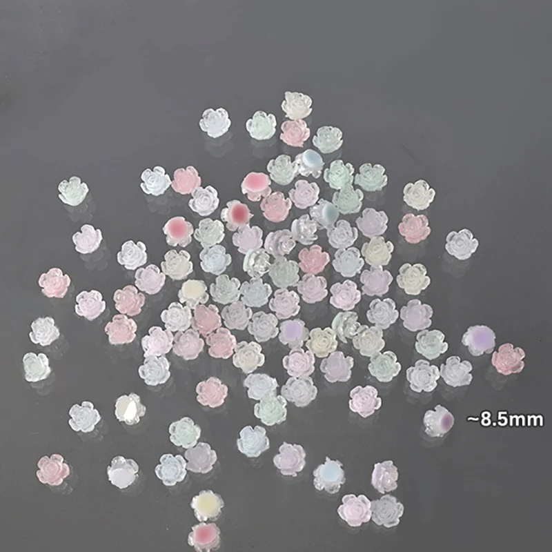 3d Gemengde Kleuren Camellia Nagel Bedels Strass Decoratie 100 Stuks Nagel Charme Diy Manicure Steentjes Accessoires Benodigdheden