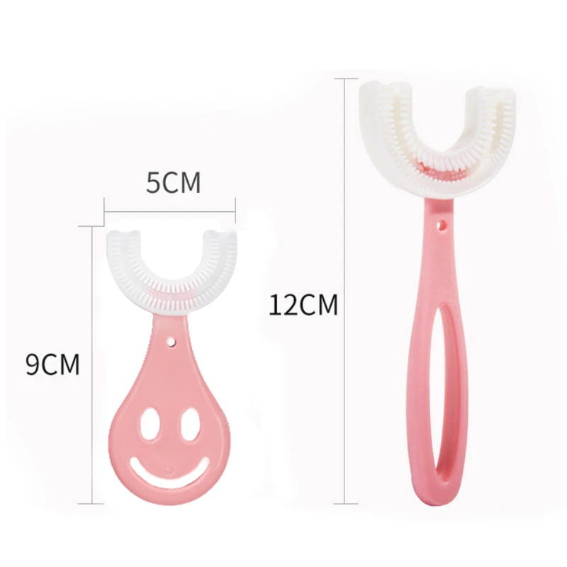 Hot Selling 2-12 Ages Kids Toothbrush U-Shape Infant Toothbrush with Handle Silicone Oral Care Cleaning Brush for Baby Gifts