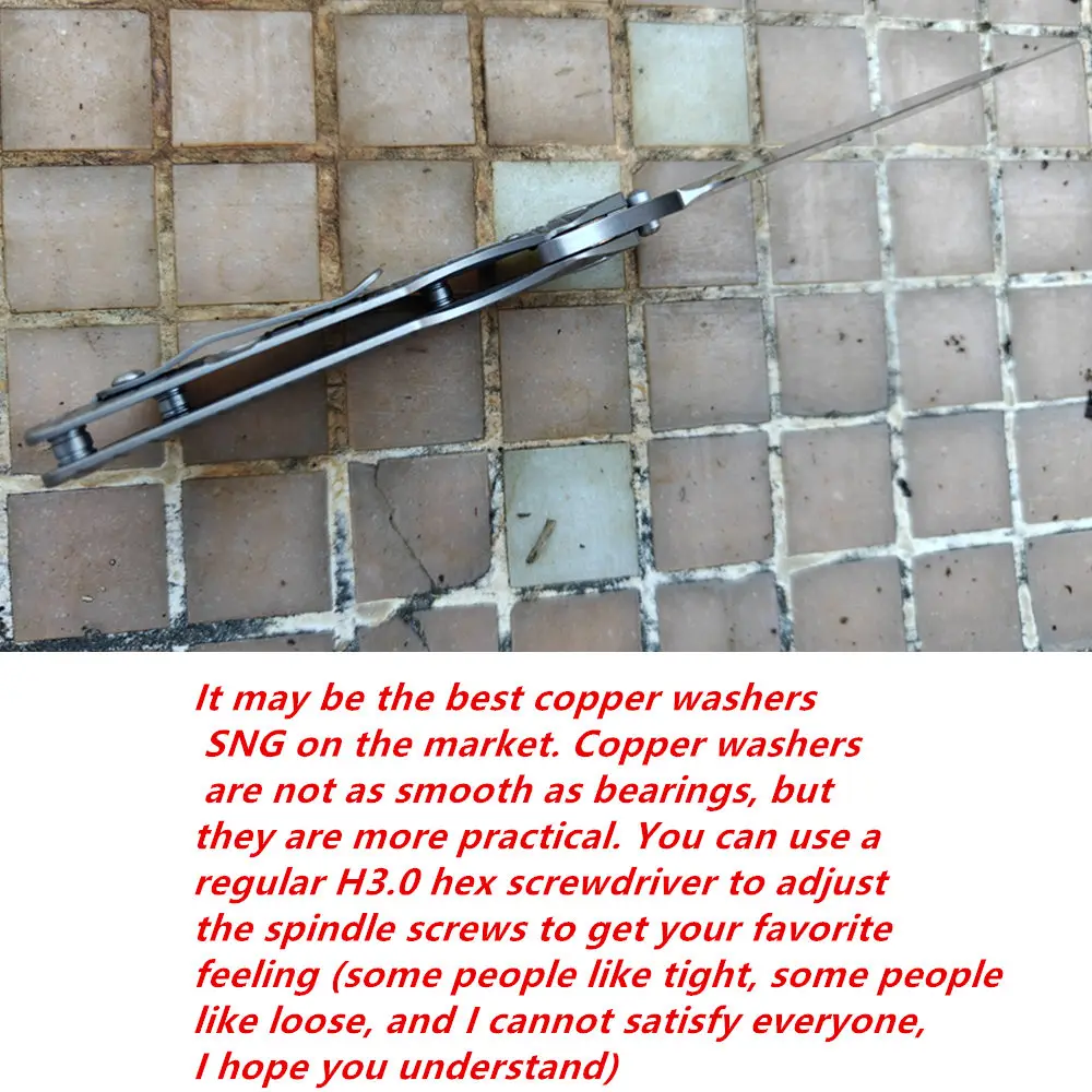 JUFULE M.Strider SNG Monkey Customized Titanium Handle Steel Insert Copper Washer Folding Knife Camping Hunting Outdoor EDC Tool