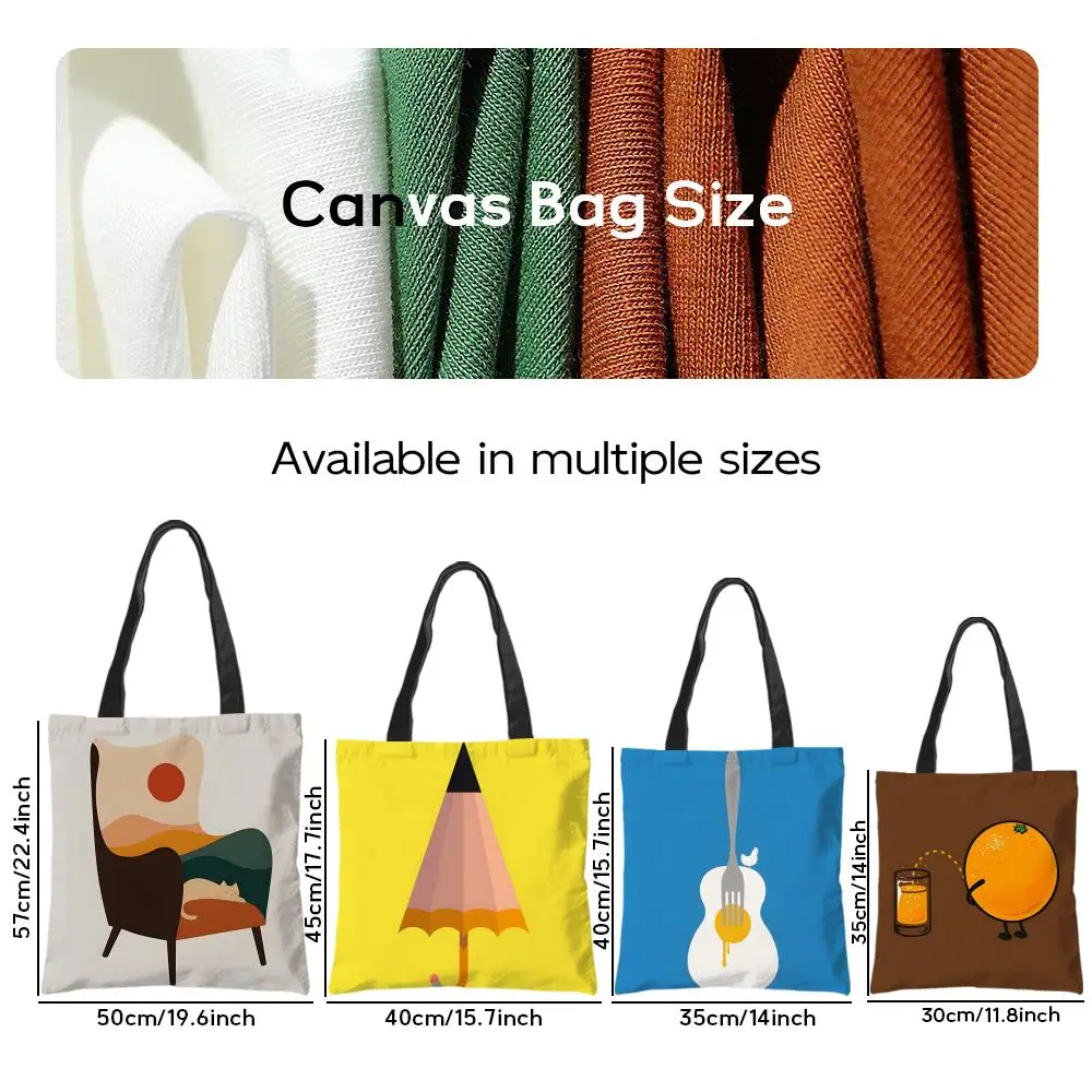 Storage Bags Shopping Grocery Reusable School Girl Gift Tote Bag for Women Aesthetic Funny quirky musical instrument patterns