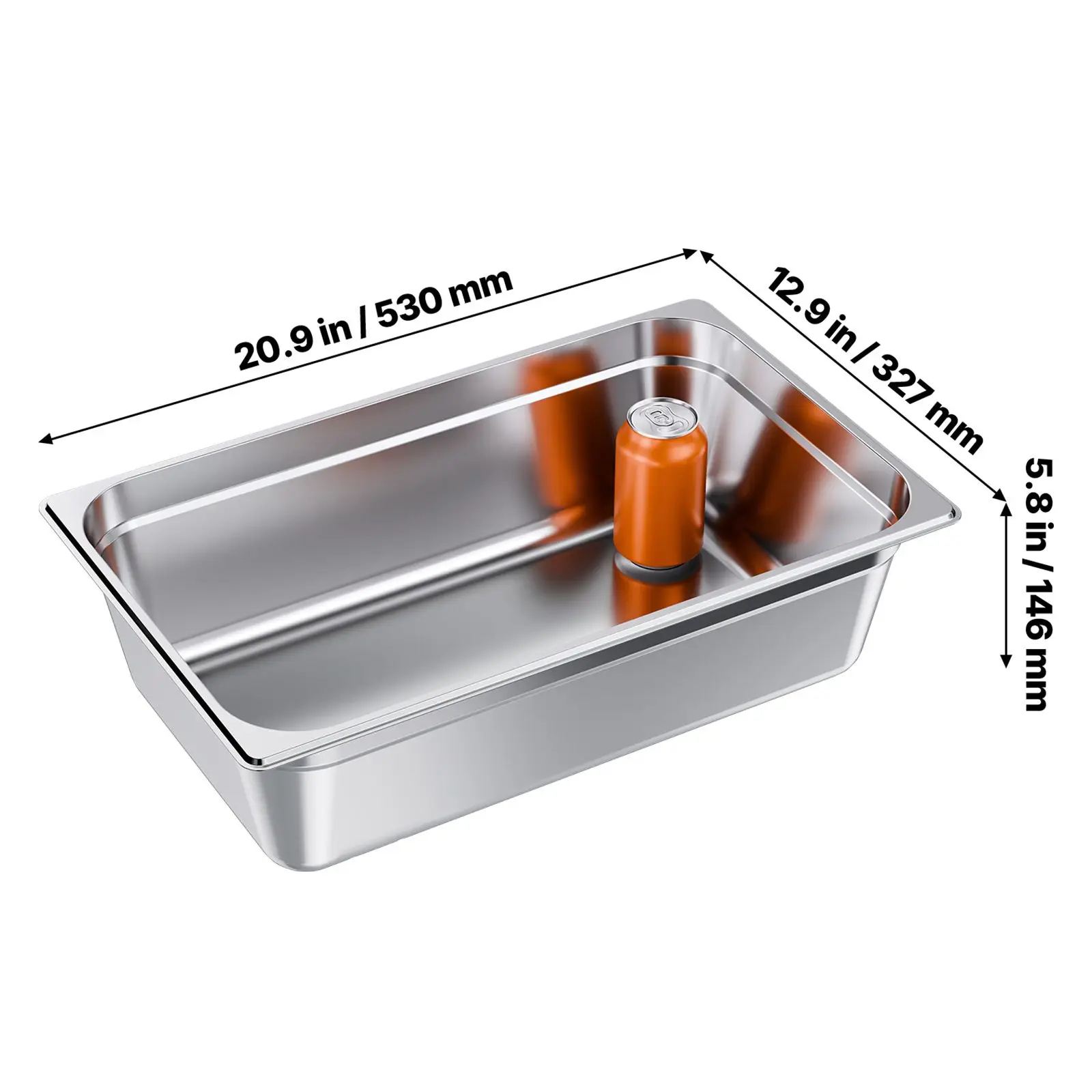 1 Pack Stainless Steam Hotel Pan, Full Size Table, 6 Inch Deep Anti Jam Restaurant Supplies Reusable Rustproof Catering Storage