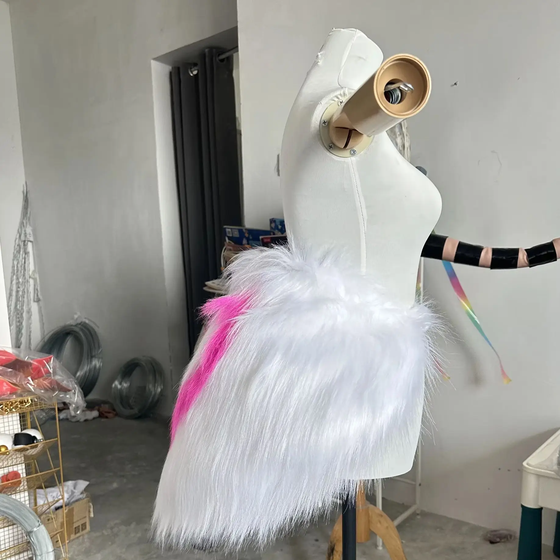 

Hazbin Hotel AD white Plush Skirt tail Cosplay Props pink heart Costumes Accessories for Halloween Christmas Party