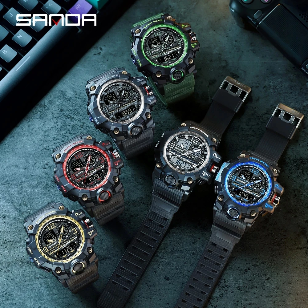 SANDA Brand G- Style Military Watch Men Digital Shock Sports Watches For Man Waterproof Electronic Wristwatch Mens 2023 Relogios