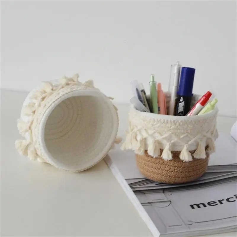 r53c-cotton-rope-woven-pen-holder-multifunctional-desk-organizers-case-storage-basket