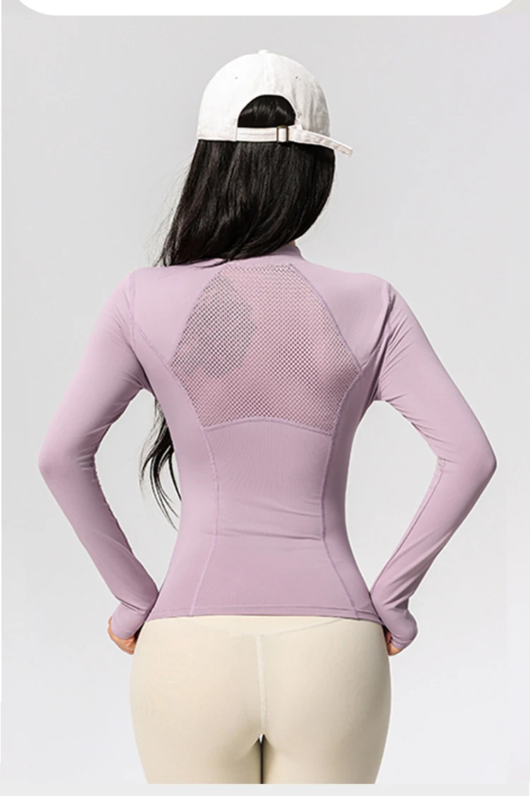 Langarm-Yoga-Trainings-T-Shirt für Damen, Reiten, Sport, Fitness, aktive Kleidung, Oberteil, bequemes, atmungsaktives Trainingsshirt – Detail 6