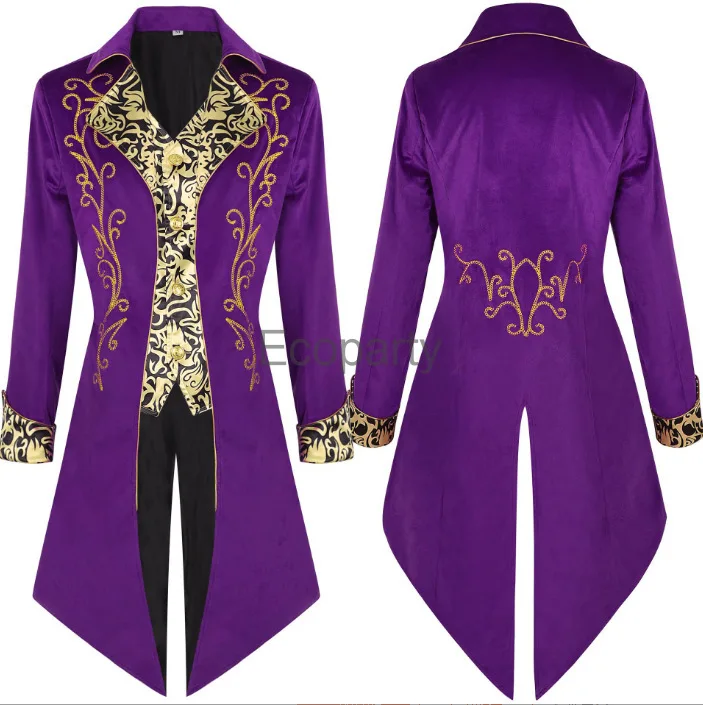 

Men's Medieval Jacket Victorian Vintage Embroidery Steampunk Gothic Tailcoat Halloween Carnival Party Vampire Cosplay Costume