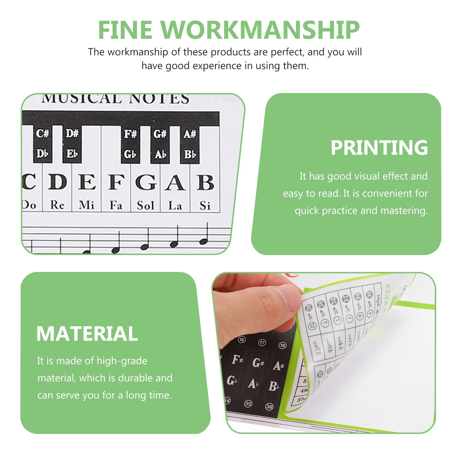 

1Set Piano Sticker Labels Adhesive Durable Electronic Organ Keyboard Stickers Practical Teaching Tool for Beginners