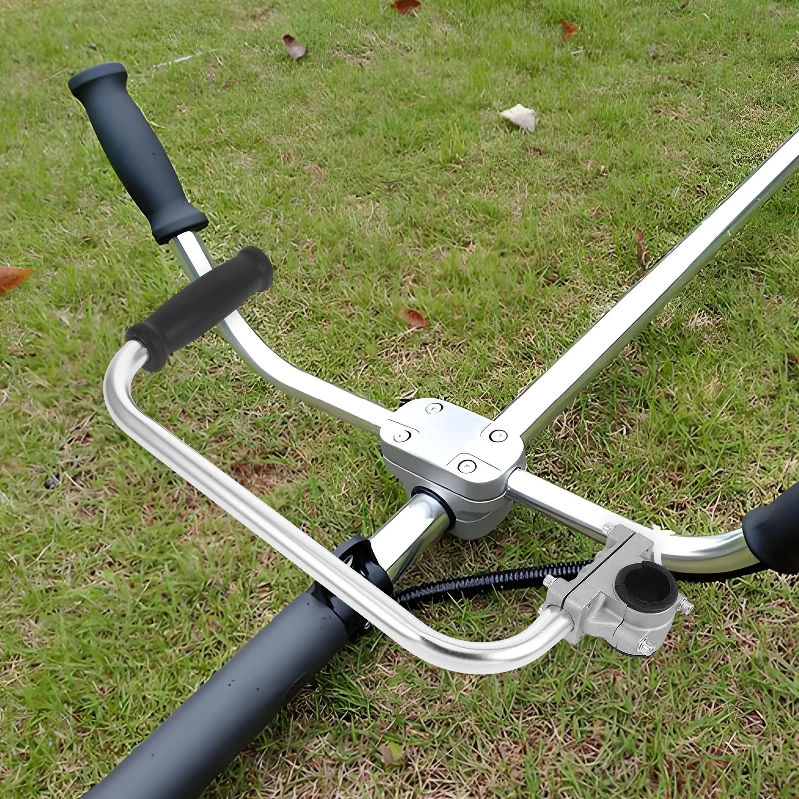 

String Trimmers Adjustable Auxiliary Handle Ergonomic Trimmer Grip for Lawn Landscaping Yard Trimming Edging Silver Bracket