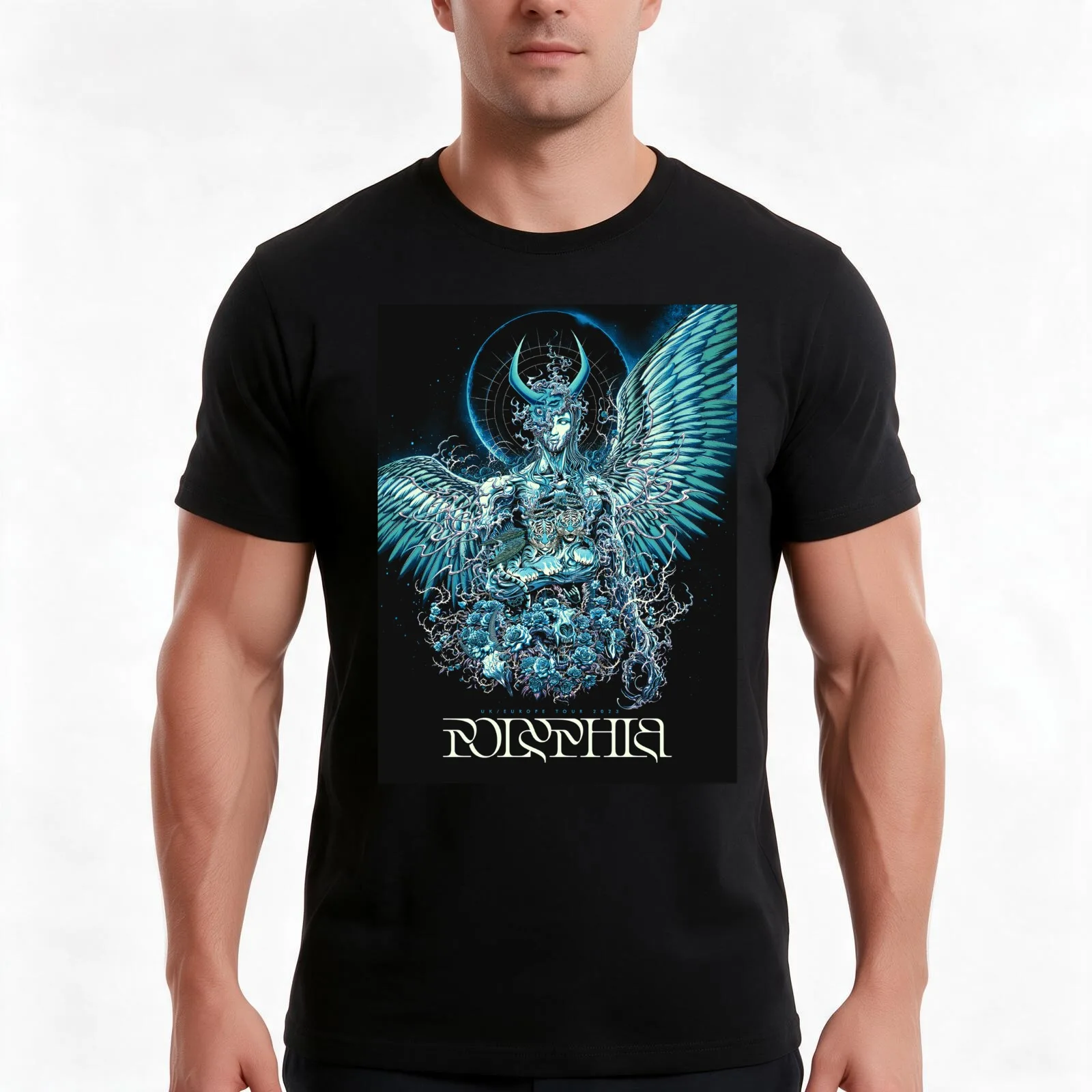Polyphia Art T-Shirt, Summer Casual Cotton Tee, Oversized Streetwear Tops, Vintage Graphic Print, Loose Fit Short Sleeve
